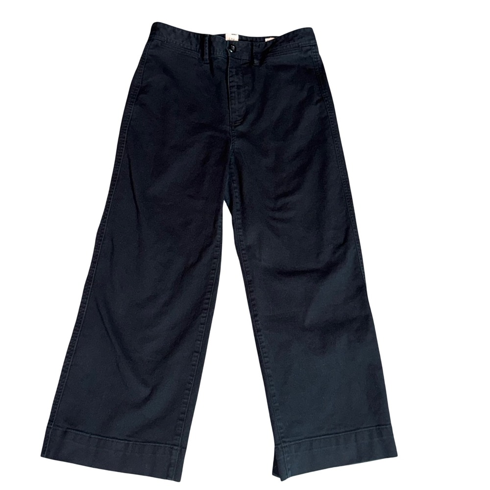 Gap Women's Size 8 High Rise Wide Leg Crop Pants Black Stretch Cotton